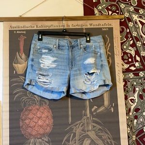 American Eagle Boy Midi Distressed Shorts